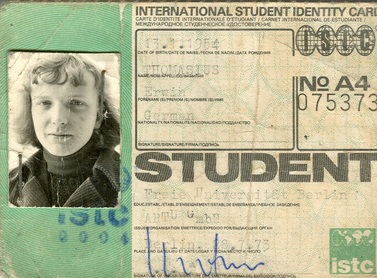 Internationaler Studentenausweis ISIC der Organisation istc aus dem Jahre 1973.