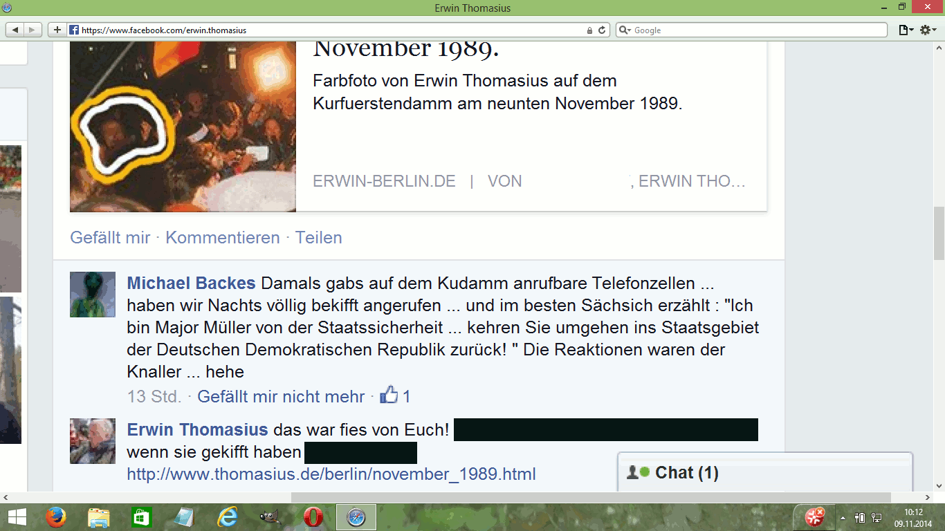 Erinnerungen an den 9. November 1989 25 Jahre spätr am 9. November 2014. Von zwei Zeitzeugen.